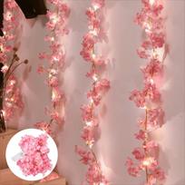 200cm 20LED Žydinčių vyšnių girlianda Dirbtinės gėlės vynmedžiai Pasakų švieselės Miegamojo Vestuvių Šventės Dekoravimui 200cM 20Leds šilta balta spalva