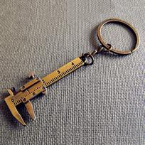 Mini Vernier Caliper Metal Keychain with Measuring Functionality bronza
