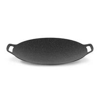 Korean Round Grill Pan Thick Cast Iron Frying Pan Flat Pancake Griddle Non-stick Maifan Stone Cooker Barbecue Tray BBQ Supplies 30CM