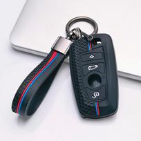 Raktų pakabuko dangtelis BMW F20 F21 F22 F23 F30 F31 F32 F33 su raktų pakabuku, apsauga nuo įbrėžimų, smūgiams atspari apsauga, minkšta rankena, jautrus mygtukų lietimas juoda