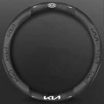 IHWM7 Carbon Fiber Keyring Leather Steering Wheel Cover Anti-Slip Grip For KIA RIO Ceed EV6 EV9 Stinger Forte Niro K9SoulSorentoCerato