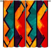 Cute 70s Floral Curtains Vintage Hippie Flower Boho Style Window Treatments for Bedroom Living Room Kitchen Abstract Geometric 60×150cm