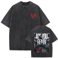 Washed Vintage Rock Band Korn Tour Merch 2026 Double Sided Print T Shirt Men Gothic Casual Oversized Tees Unisex Summer T-shirt S įvairiaspalvis