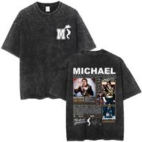 Vintage Washed Michael Jackson King of Pop T-shirt  Women Retro Gothic Rock T-shirts  Punk Oversized T Shirts Streetwear S įvairiaspalvis