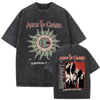 Skalbti Vintažiniai Roko Grupės Alice in Chains Dirt Tour 1993 Marškinėliai Vyrams 90-ųjų Gotikiniai Punk Pop Muzikos Marškinėliai Vyriškas Oversized Marškinėlis M įvairiaspalvis
