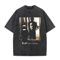 Washed Vintage Rock Band Korn Life Is Peachy Double Sided Print T Shirt Men Gothic Casual Oversized Tees Unisex Summer T-shirt S įvairiaspalvis