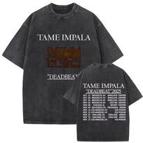 Rock Band Tame Impala Deadbeat Tour 2026 Vintage Washed T-shirt Unisex Hip Hop Gothic T Shirt Casual Oversized Short Sleeve Tees S įvairiaspalvis