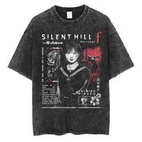 Silent Hill f Oversized T shirt 100 Cotton Vintage Washed T-shirt for men women hiphop streetwear P525T250526 S įvairiaspalvis