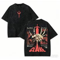 Claymore Washed T-shirt Personality Clothes New?Model Anime T-shirt Year Round Clothing Couples Plus Size Unisex Classic S įvairiaspalvis