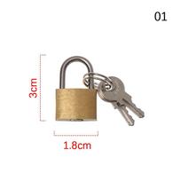 Home Improvement Hardware Copper Lock with 3Keys Luggage Case Padlock Brass Padlock Security Tool 1.8x3cm beige