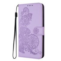 For iPhone 15 Pro Max Case Paisley Leather Case on For iPhone 15 11 12 13 14 Pro Max SE 2025 7 8 Plus X XR XS MAX Phone Cover iPhone SE 2020 šviesiai violetinė spalva