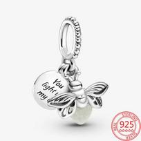 Sparkling 925 Sterling Silver Fluorescent Firefly Pendant Charm Fit Original Fashion Silver Bracelet Women Fashion Jewelry Gifts