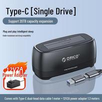 ORICO kietojo disko stotelė 2,5/3,5 colio SATA SSD/HDD apsauginė dėžutė Single drive slot, Type-C, supports 20TB expansion