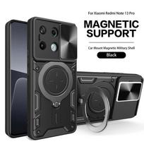 Magsafe Magnetic Camera protection case For Redmi Note 13 12 11 10 Pro Plus 12s 11s 10s 13C Armor Hybrid Metal Ring Back Cover For Redmi 10(4G)