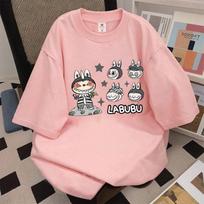 Popular LABUBU Short Sleeved T-shirt for Women, Summer Fashion Versatile Top, Casual Women's Clothing M