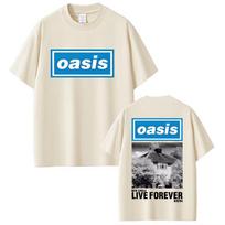 O-Oasis Live Forever T Shirt British Rock Band T Shirts Men Women Classic Oversized T-shirt Men's Cotton Short Sleeve T-shirts L