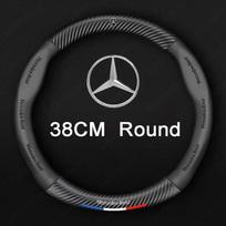 For Mercedes Benz W203 W204 W205 W210 W211 W212 W221 W222 CLS CLA CLK SLK GL5 GLA CLA 3D Embossing Car  Steering Wheel Cover For Round Black