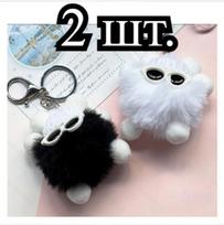 Cute Furry Ball Doll Plush Pendant Keychain Bag Pendant One Size juoda
