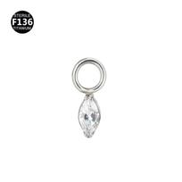 F136 Titanium Kite Cz Dangle Charm For Helix Cartilage Clicker Attachment Pendant Earlobe Piercing Jewelry A1