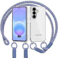 Case for Samsung Galaxy A57 5G, Transparent Slim Shockproof Hard with Purple Lanyard violetinė