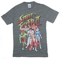Street Fighter II Adult New T-shirt Classic 6 Character Cast Under Logo L