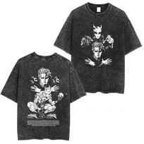 Anime Jojo Bizarre Adventure Kira Yoshikage Killer Queen Vintage Acid Washed T Shirts Mens Women Casual Short Sleeves T-shirts L260527 S