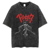 Men's T-Shirts Berserk T Shirt Men Anime Printed Vintage Washed Tshirt Guts Unisex Short Sleeve Tops 100% Cotton Hip Hop Streetwear 230701 M įvairiaspalvis