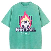 Football Spirit Personality Pattern Women T-Shirt Cotton Sport Short Sleeve Fashion Washed T Shirt Street Casual Tees Top S