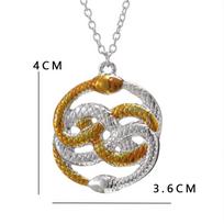 Madingi papuošalai The Never Ending Story Steampunk Vintažinio stiliaus dviejų gyvačių karoliai Auryn karoliai 50cm sidabras