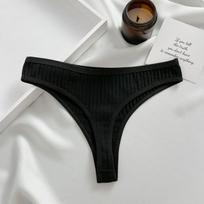 Allofme Medvilninės Kelnaitės Moterims Patogios Kelnaitės Apatinis Trikotažas Žemo Liemens Seksualus T-Nugaros Apatinis Trikotažas S-XL S juoda