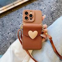 Mielas Crossbody Lanyard karolių dirželio kortelių laikiklio telefono dėklas, skirtas iPhone 11 12 13 14 15 Pro Max X XR 14 Plus 3D meilės širdies dangtelis for iphone 15ProMax