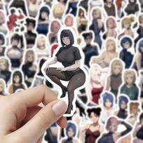 NARUTO, gražių mergaičių spalvingi lipdukai, 60 lapų (nepasikartojo), vandeniui atsparus ir apsauginis kremas nuo saulės.