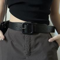 Platus PU odinis moteriškas diržas, paprasta sagtimi, reguliuojamas, laukinis juosmuo, studentės, džinsai, kelnės, dekoratyviniai, hiphopas, Y2K dirželiai juoda