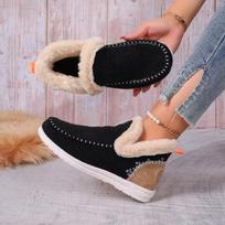 Plus-size Shoes, Short Snow Boots, Women's Flip-flops, Warm Flat Wool Cotton Boots 36 juoda