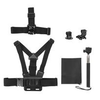 5 in 1 Universal Action Camera Accessories Kit for Gopro Sports Cameras Head Strap Mount Chest Harness Selfie Stick