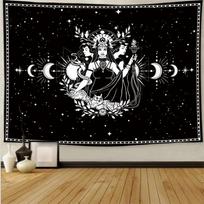 Deivė Hekatė Taro būrimas Namų dekoras Raganų gobelenas Mandala Sienų dekoras Hipis Boho Moon Phase Gobelenas Sofos antklodė 40X60CM