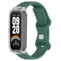 For Xiaomi mi band 9 8 active smartwatch accessories sprot Silicone bracelet correa PC shell Cover for Redmi band 2 3 Case+Strap For Redmi band 3 žalia