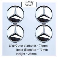 Automobilio lipdukas Mercedes Benz W166 W212 W213 W246 W176 C260 C200 C300 C180 C63 W167 4 vnt. Ratlankio priedai 74 mm ABS Automobilio rato dangtelis