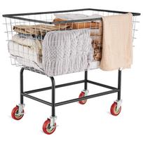 Vielinė skalbinių vežimėlis, 4,5 bušelio vielinė skalbinių krepšys su ratukais, 35''x15.7''x22'' Komercinis vielinis skalbinių vežimėlis, Plieno rėmas su chromu