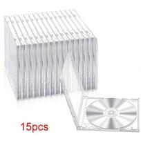 15pcs Premium CD/DVD Acrylic Case 10.4Mm Standard Single Clear CD Jewel Case with Assembled Tray Fan Collectibles Music Albums