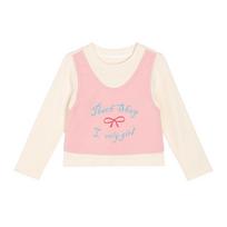 LUSON Little O Baby Girl's Sweet Faux Two-Piece Long Sleeve T-Shirt 110