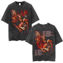 Korn Tour 2025 Washed T Shirt Men Women Vintage Metal Gothic Rock Band Short Sleeve T-shirts Cotton Oversized T-shirt Streetwear S įvairiaspalvis