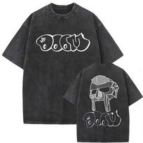 2025 Washed Vintage Rapper Mf Doom MM FOOD Graphic Print Tshirt Men Women Hip Hop Fashion T-shirts Male CasualT250526 S įvairiaspalvis