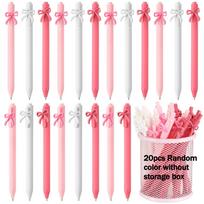 20pcs Bow Ballpoint Pen - Retractable Black Ink Pens with Bows, For Party Favors, School, Birthday, Office Supplies, Weddings