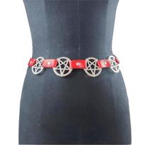 Punk Pentagram Metal Chain  for Women Streetwear Dress Waist Accessory 105cm-Red
