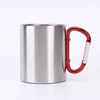 220/300ml stainless steel mug camping travel outdoor coffee beer cup with handle carabiner travel hiking portable water cup 200ML