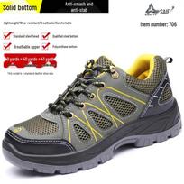 Men's Summer Breathable Work Shoes - Anti-Smash, Anti-Puncture, Oil & Acid Resistant, Odor-Free, Comfortable, Wear-Resistant. Green Size 39