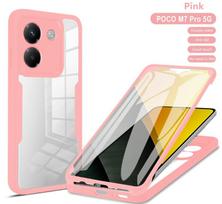 Skirta Poco M7 Pro 5G dėklas 360 laipsnių pilna apsauga Dangtelis Skirta Xiaomi Mi Poko Little M7 Pro M7Pro Skaidrus ekranas Su silikoniniu buferiu Funda For Poco M7 Pro 5G rožinė