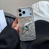 Electroplated 3D Eye Phone Case for iPhone 11-17 Series, TPU Shockproof Cover with Tin Foil Texture, Fashion Art Design iPhone 11 dramblio kaulas