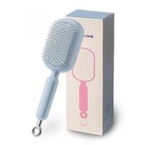 Self Cleaning Retractable Hair Brush for Women, Air Cushion Massage Detangling Brush with Bristles, Self-Cleaning Grooming Comb Brush mėlyna